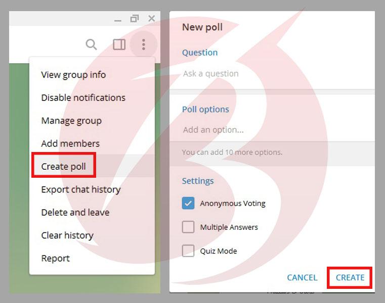 ایجاد رای گیری و نظرسنجی در تلگرام در دستکتاپ